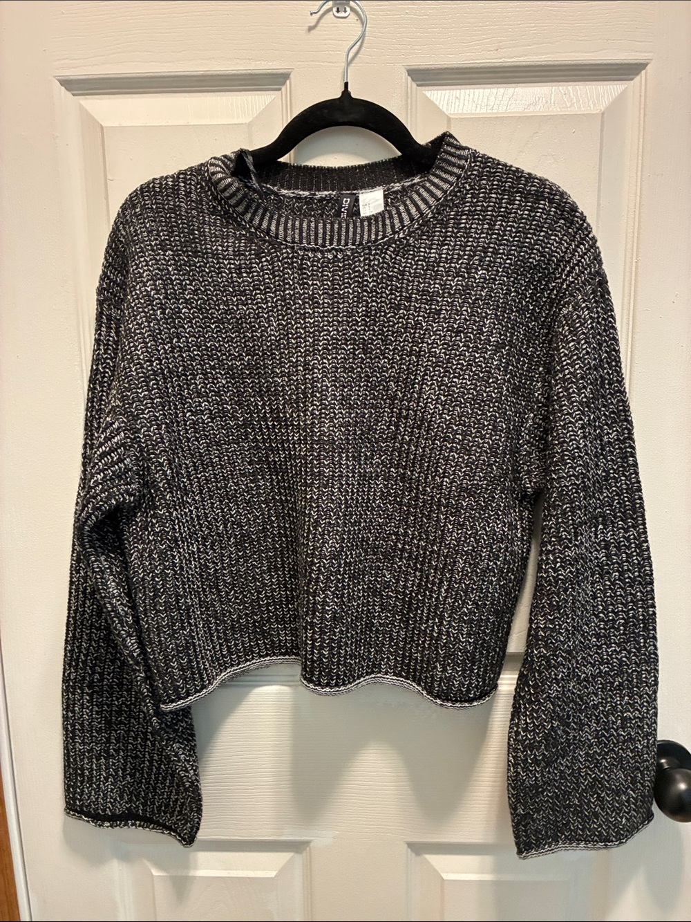 H&M divided Black & White Marled Crewneck Sweater